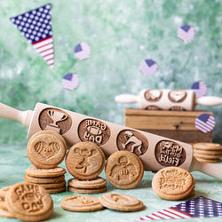 Engraved Rolling pin with American Football Pattern