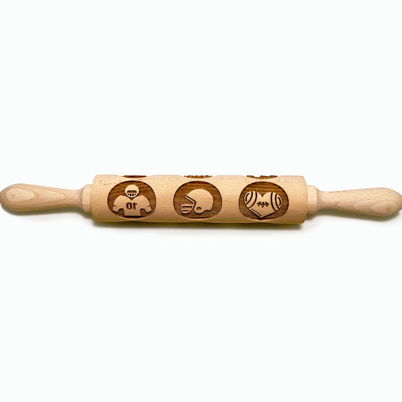 Engraved Rolling pin with American Football Pattern