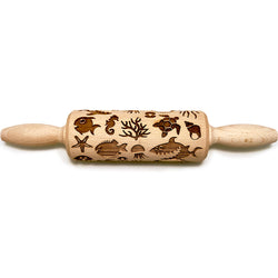 Engraved Rolling pin with Cartoon Ocean Pattern