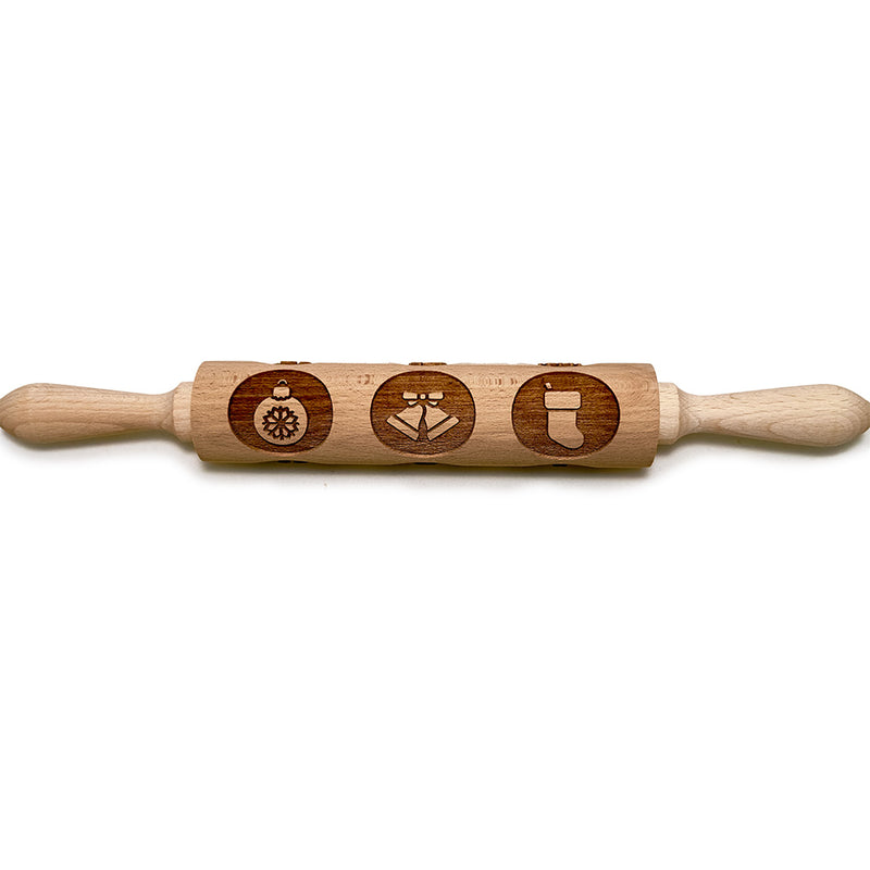 Engraved Rolling pin with Christmas Pattern