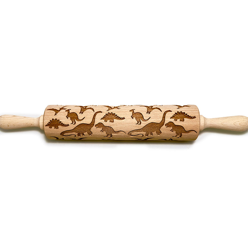 Engraved Rolling pin with Dinosaurs Pattern