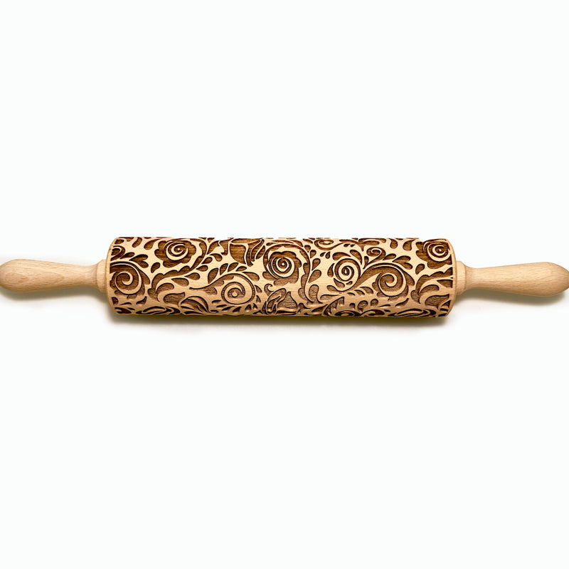 Engraved Rolling pin with Enchanted Garden Pattern