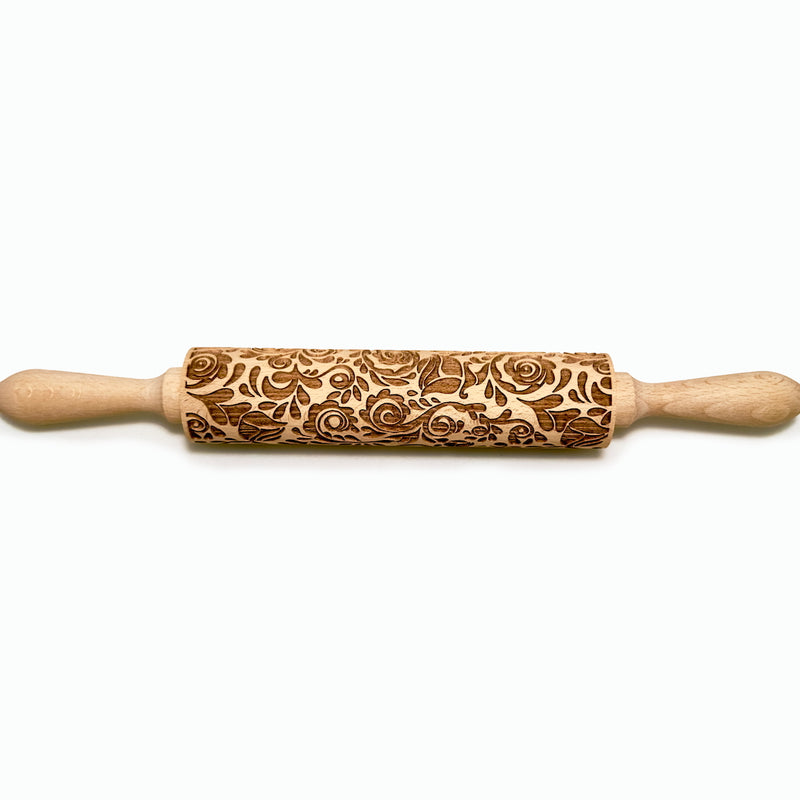 Engraved Rolling pin with Enchanted Garden Pattern