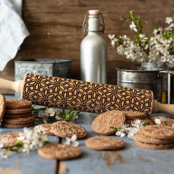 Engraved Rolling pin with Flower Art Pattern