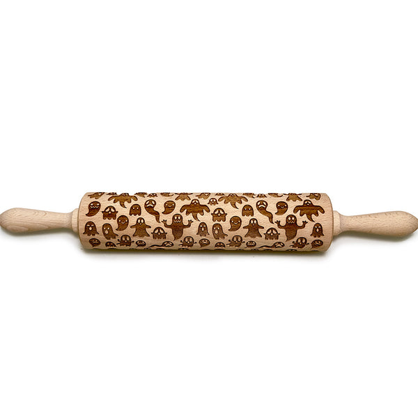 Engraved Rolling pin with Ghosts Pattern