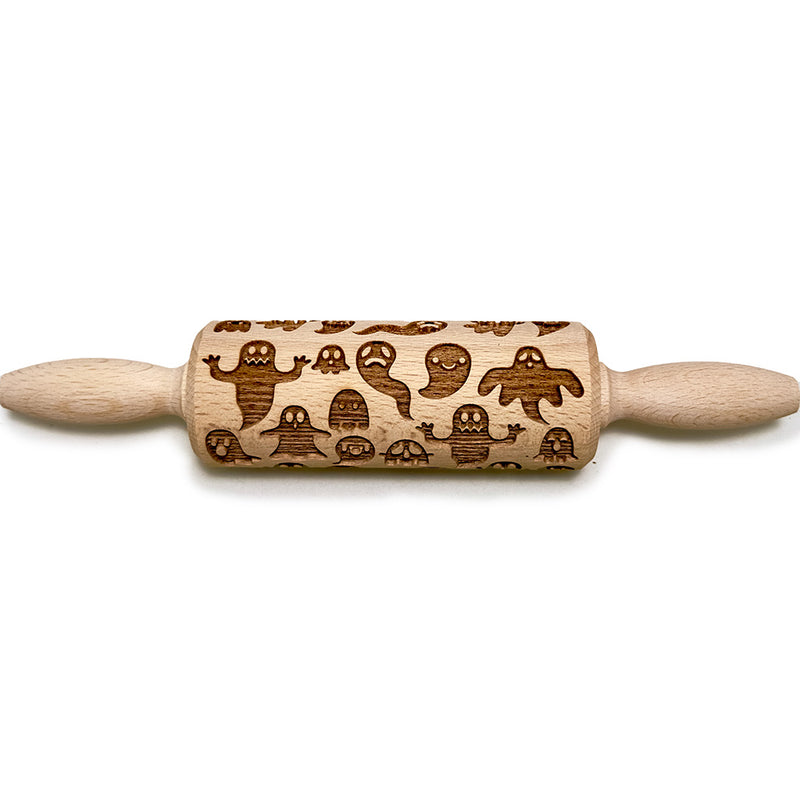 Engraved Rolling pin with Ghosts Pattern