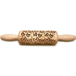 Engraved Rolling pin with Hearts Pattern