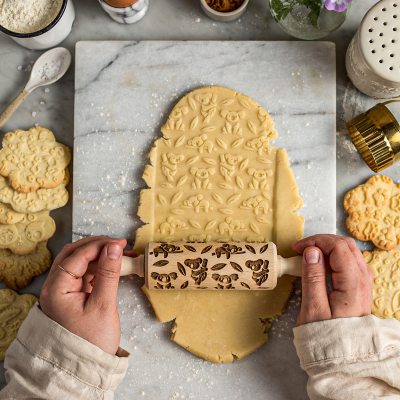 Engraved Rolling pin with Koala Pattern