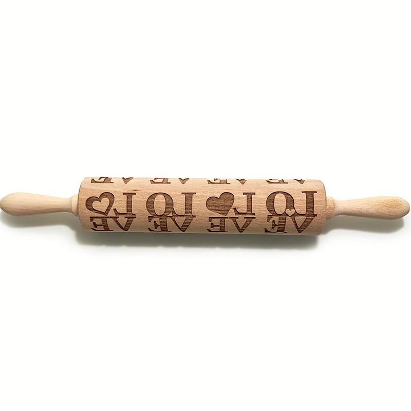 Engraved Rolling pin with Love Print Pattern