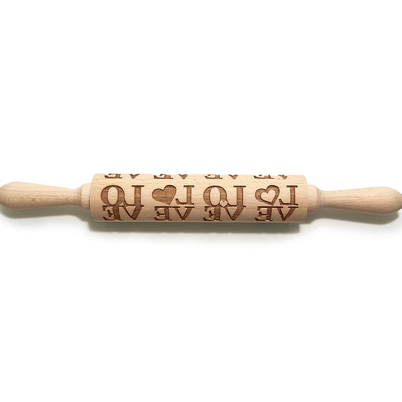 Engraved Rolling pin with Love Print Pattern