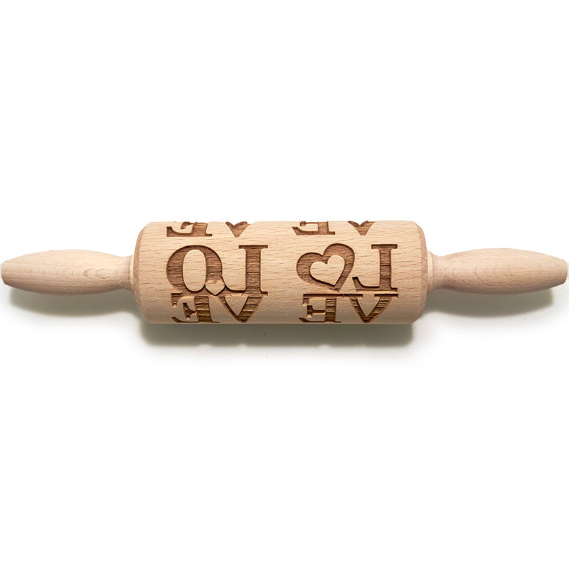 Engraved Rolling pin with Love Print Pattern