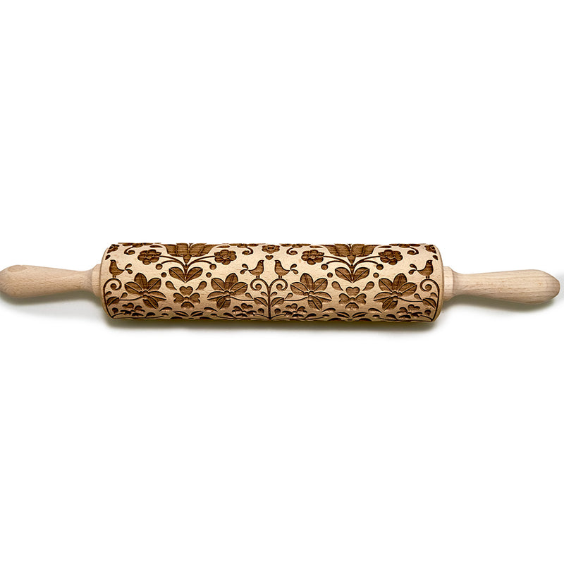 Engraved Rolling pin with Nature Floral Pattern