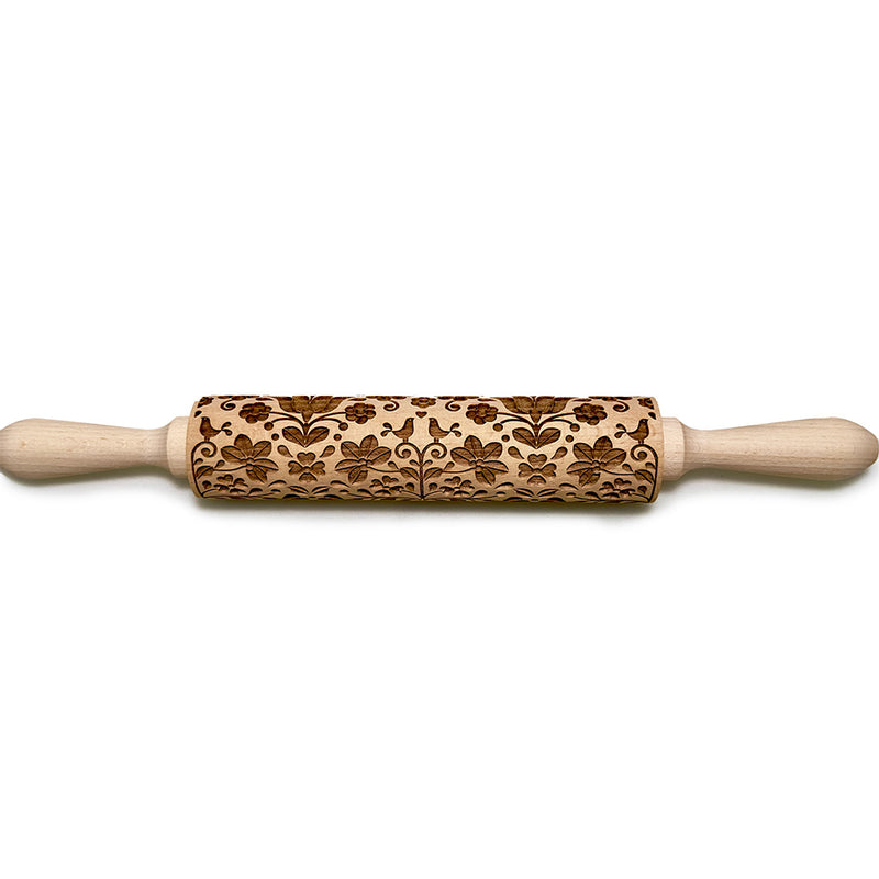 Engraved Rolling pin with Nature Floral Pattern