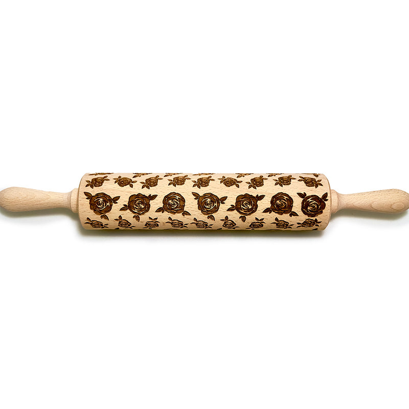 Engraved Rolling pin with Roses Pattern