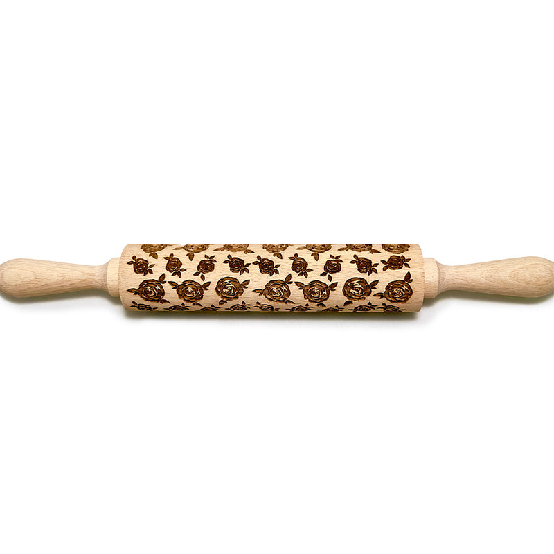 Engraved Rolling pin with Roses Pattern