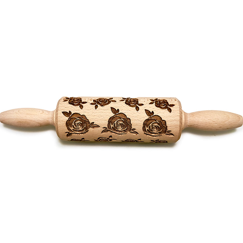 Engraved Rolling pin with Roses Pattern