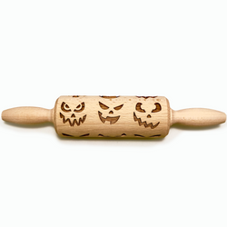 Engraved Rolling pin with Scary Faces Halloween Pattern