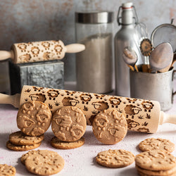 Engraved Rolling pin with Sheep Pattern