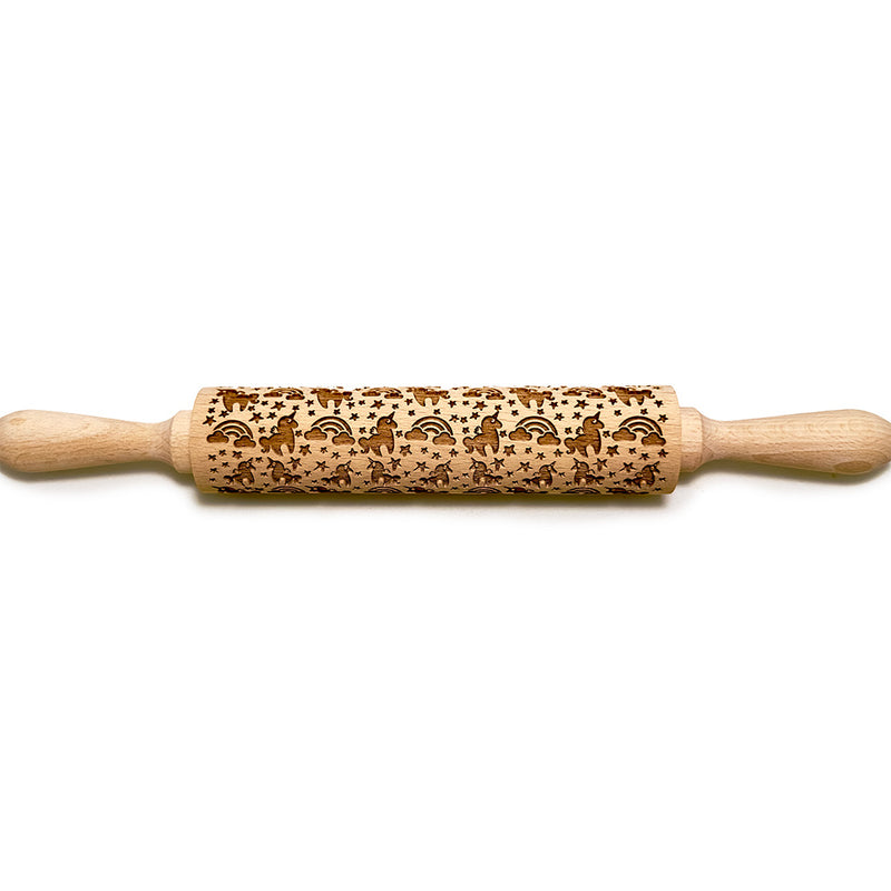 Engraved Rolling pin with Unicorn Pattern