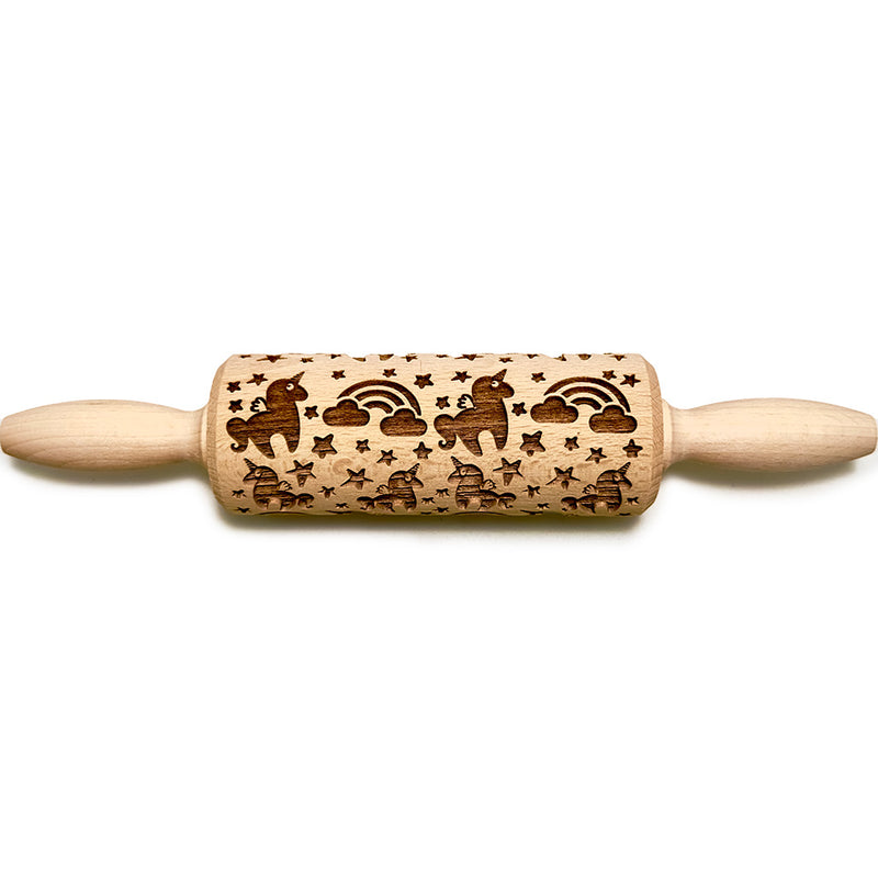 Engraved Rolling pin with Unicorn Pattern