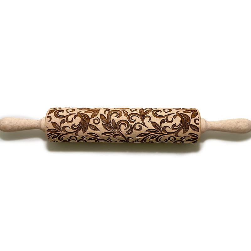 Engraved Rolling pin with Wild Garden Pattern