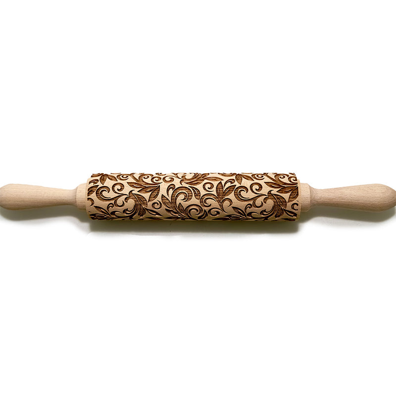 Engraved Rolling pin with Wild Garden Pattern